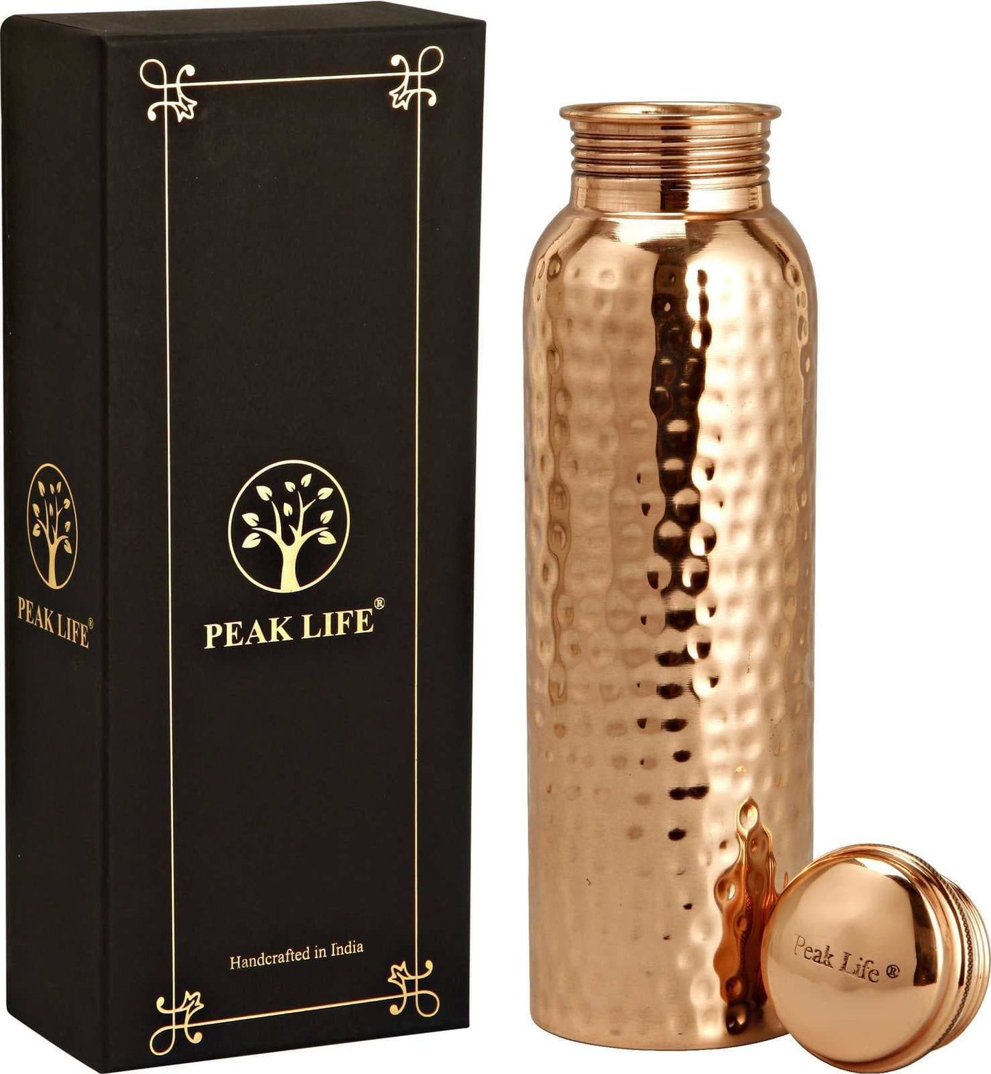 Glossy Hammered Copper Water Bottle
