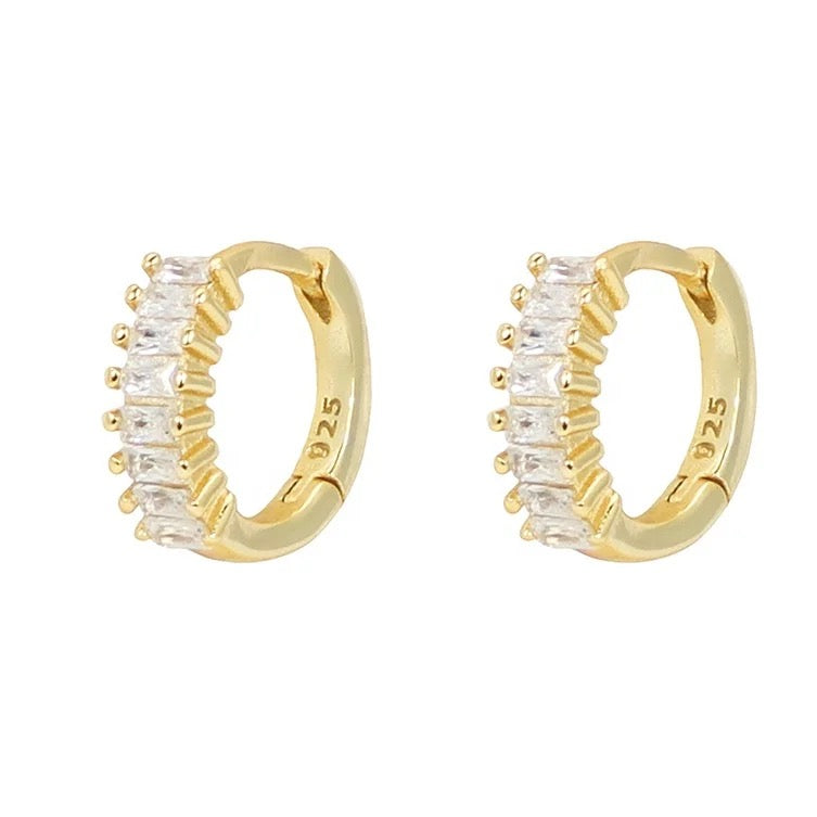 BAGUETTE CUT HUGGIE EARRINGS