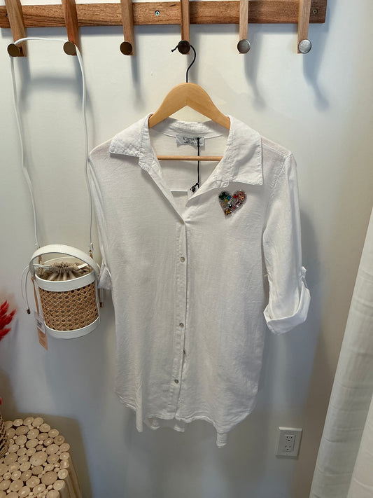 CUORE: Spread Collar Button Up/ Hearts