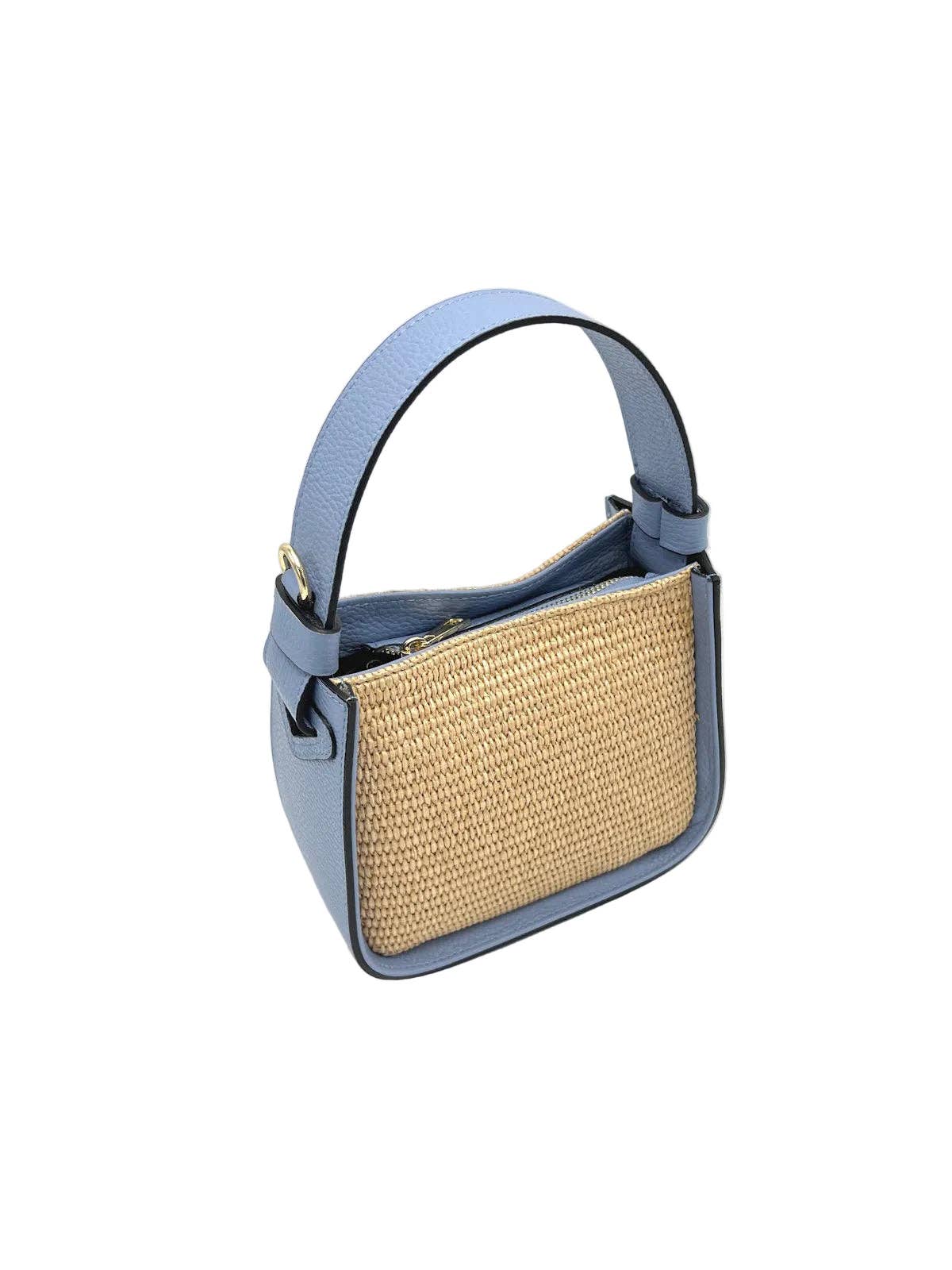BELLA: Leather and Straw Bag Small Size
