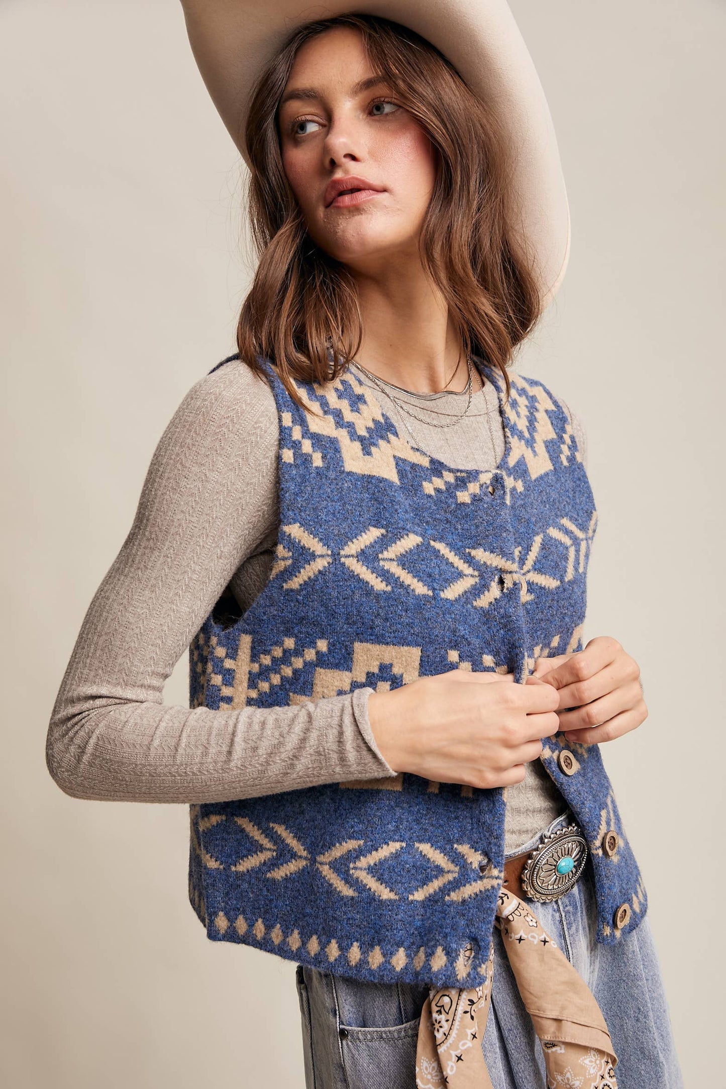 KALEIGH: Southwestern Button Vest
