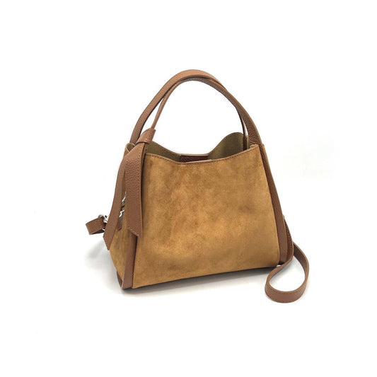 Suede leather handbag with crossbody strap, Made in Italy, art. 112638