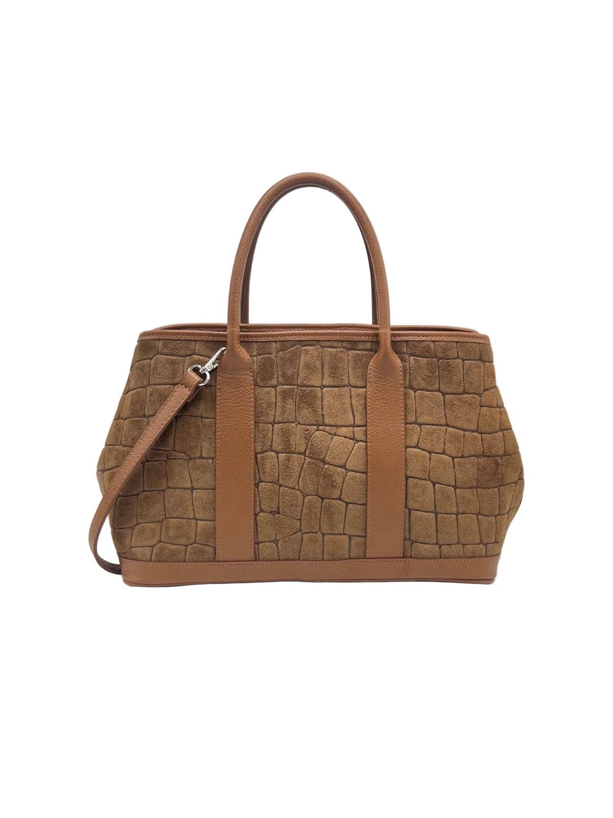 SOPHIE-Leather & Suede Croc-Embossed Bag