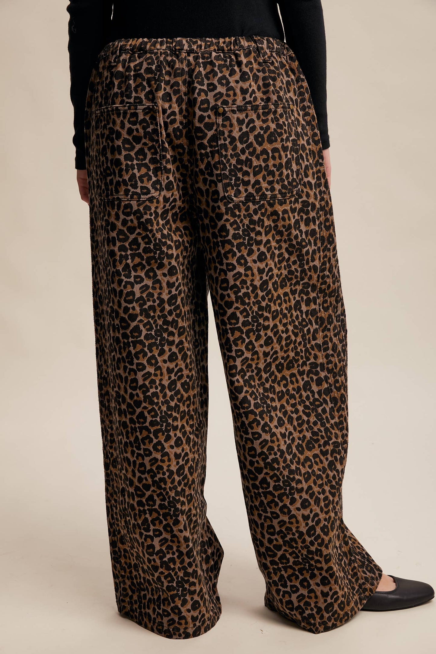 JANICE- Leopard Print Denim Wide-Leg Pants