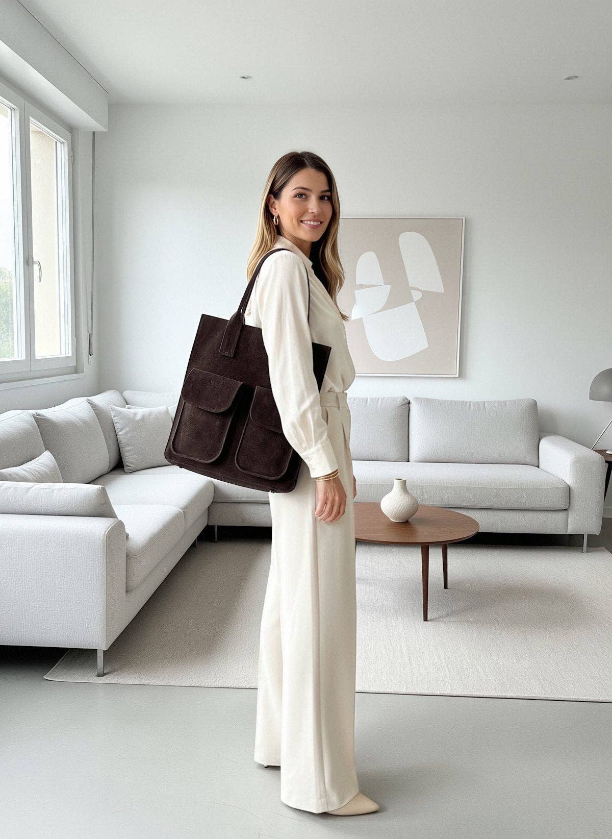 JODI-Suede Leather XL Tote Bag