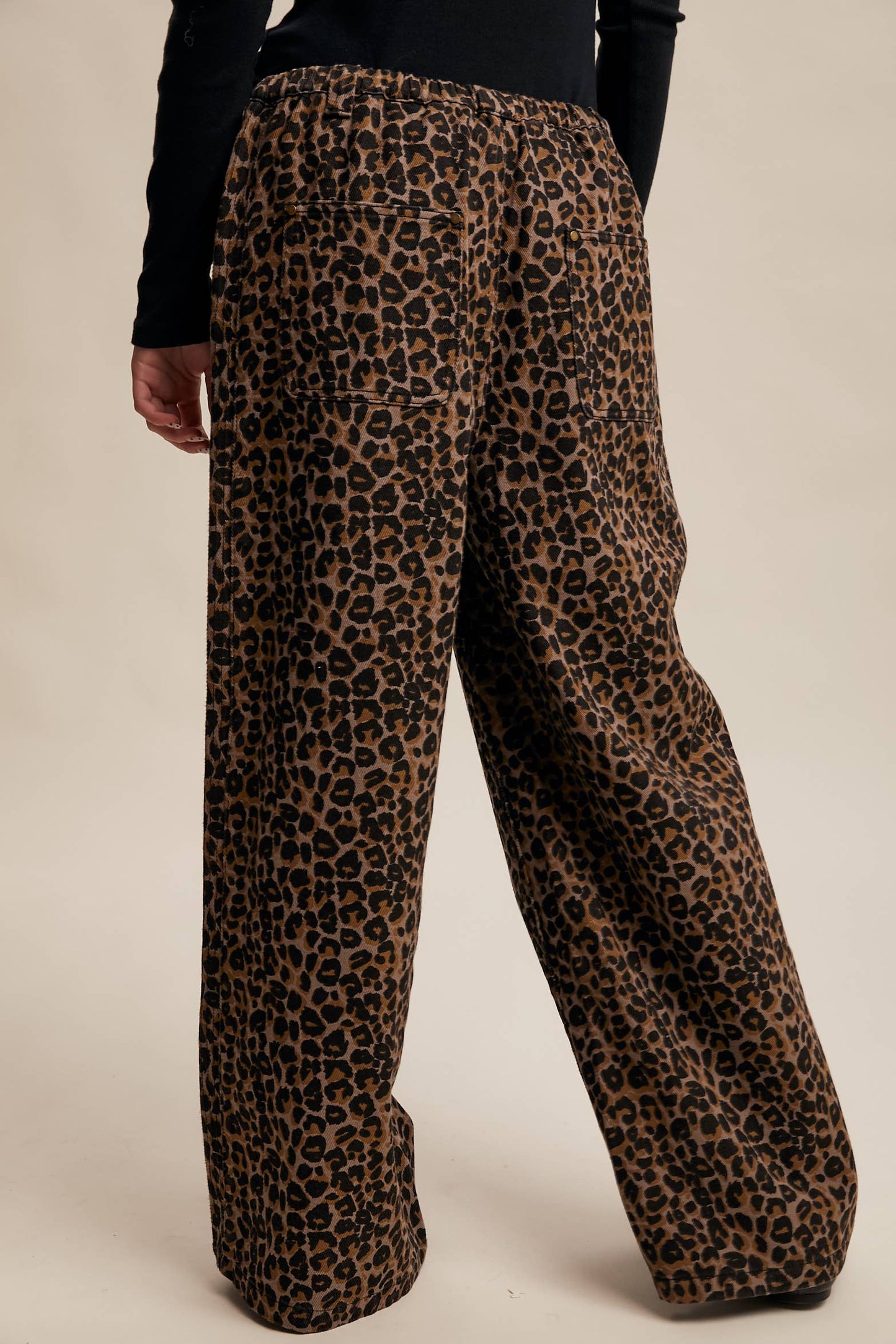JANICE- Leopard Print Denim Wide-Leg Pants