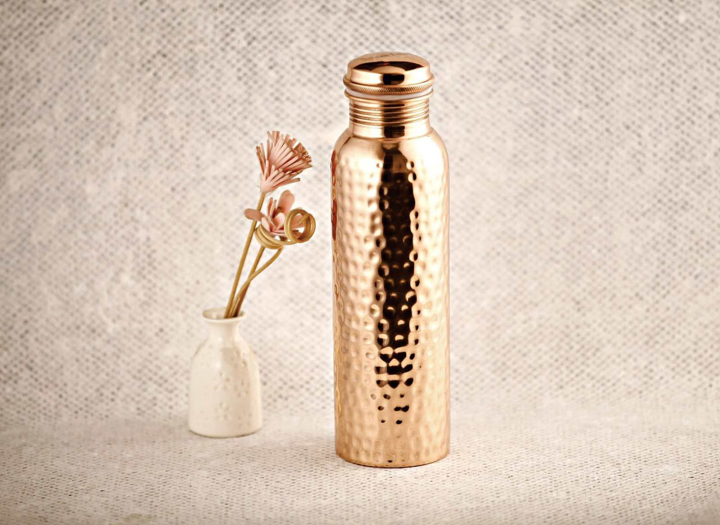Glossy Hammered Copper Water Bottle