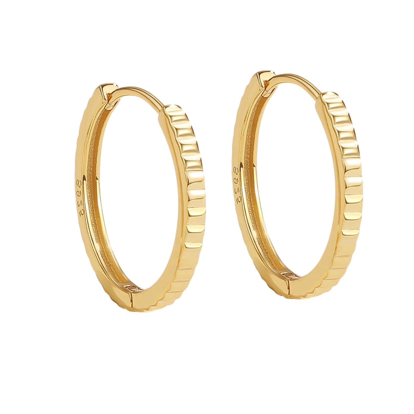 Ribbed Slim Gold Hoop Earrings