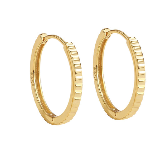 Ribbed Slim Gold Hoop Earrings