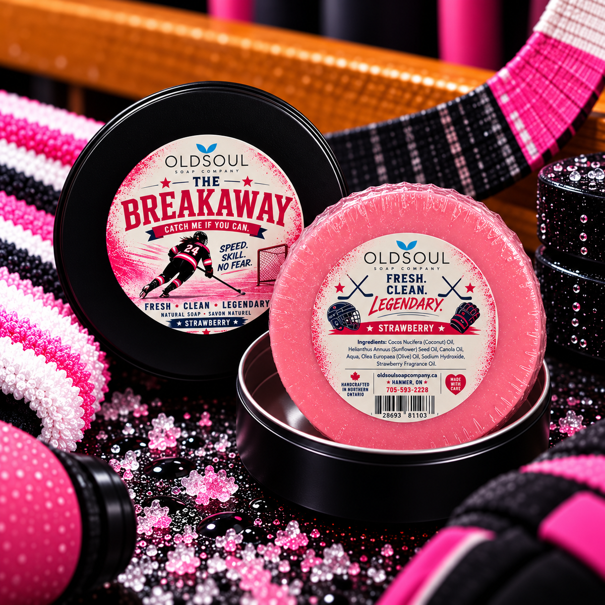 THE BREAKAWAY — Strawberry Hockey Puck Soap + Tin