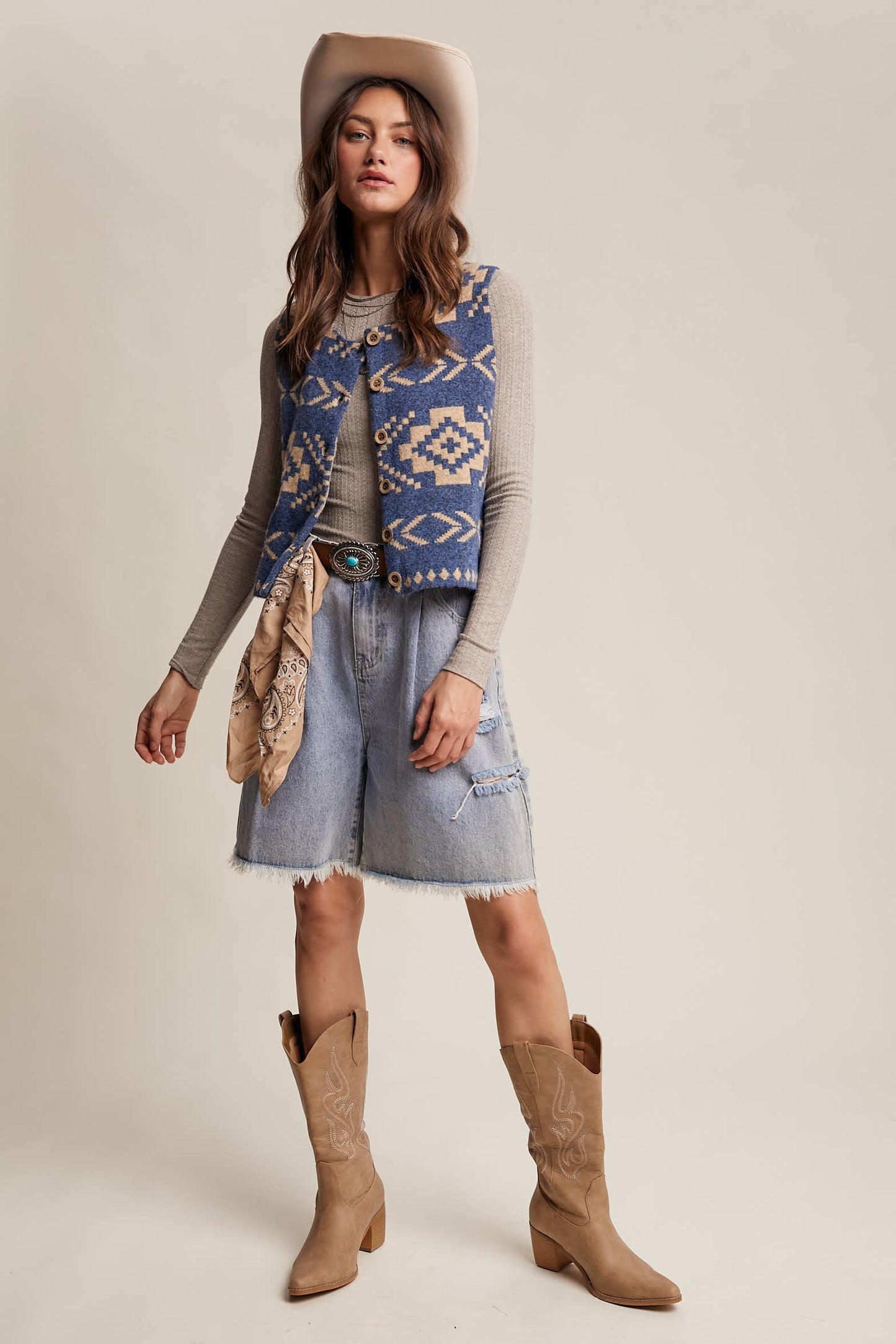 KALEIGH: Southwestern Button Vest