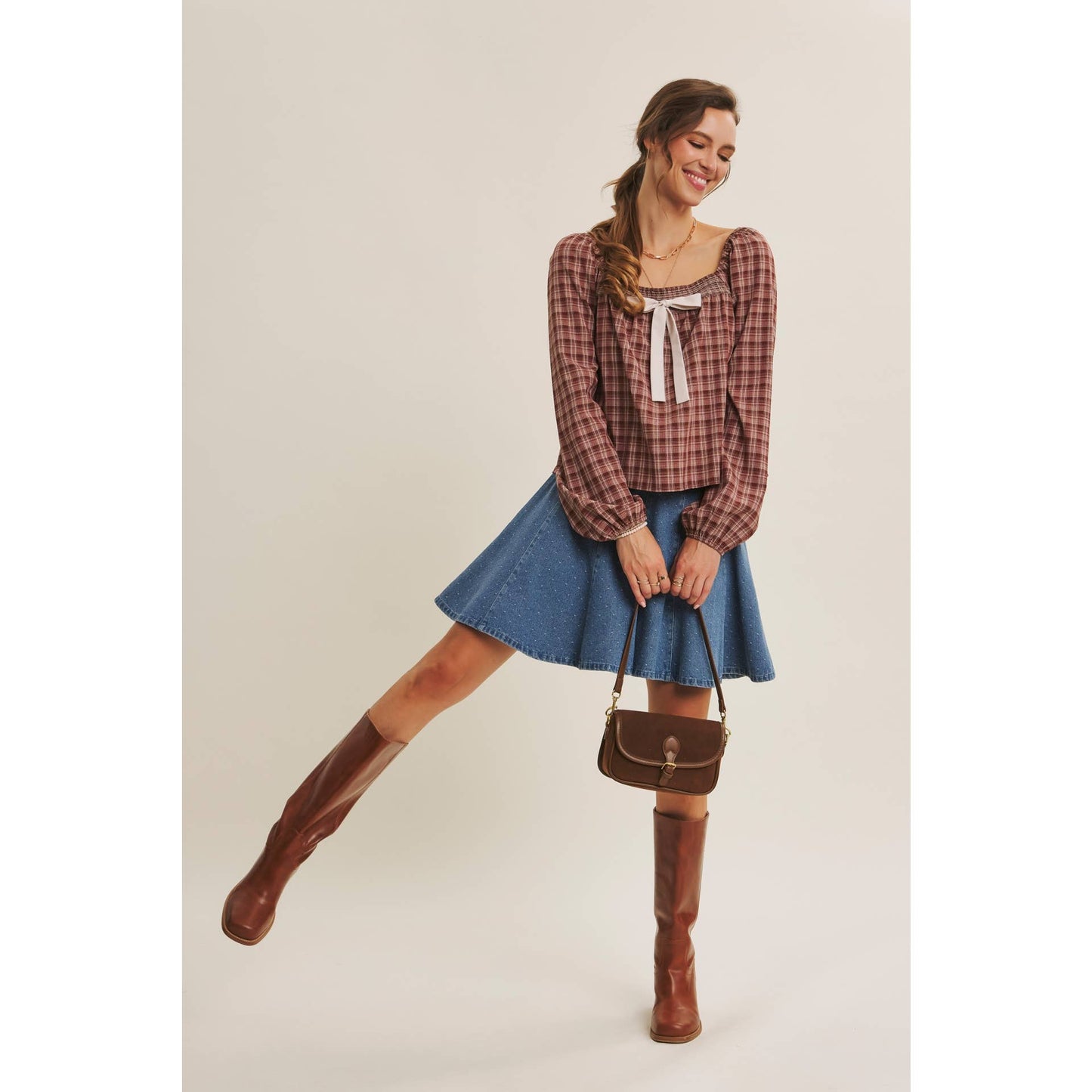 AMY- Denim Flare Mini Skirt