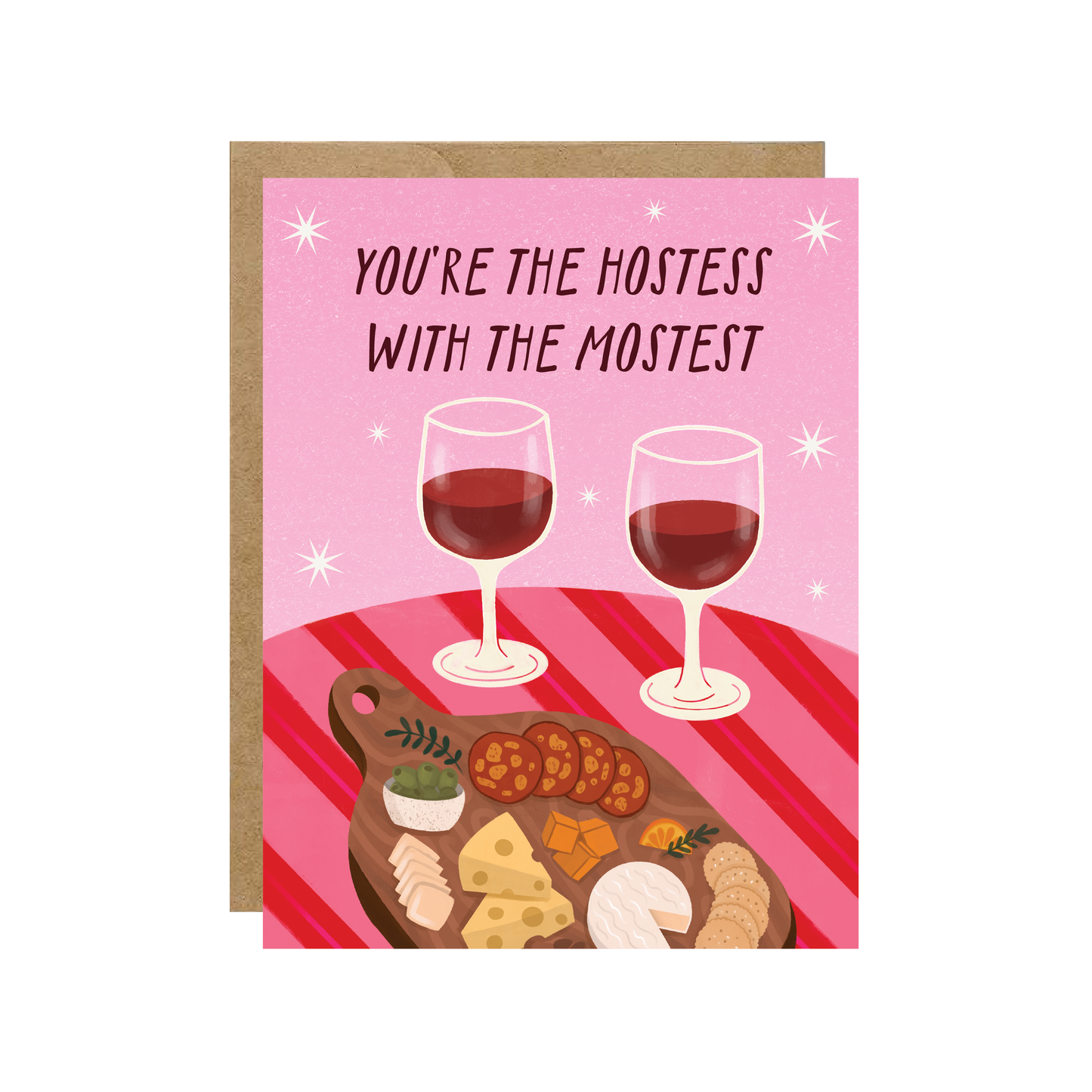Hostess With The Mostest - Charcuterie Wine Cheese Christmas Card