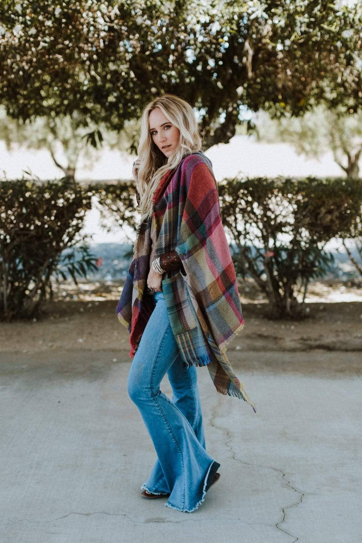 REECE: Plaid Pocket Ruana Wrap
