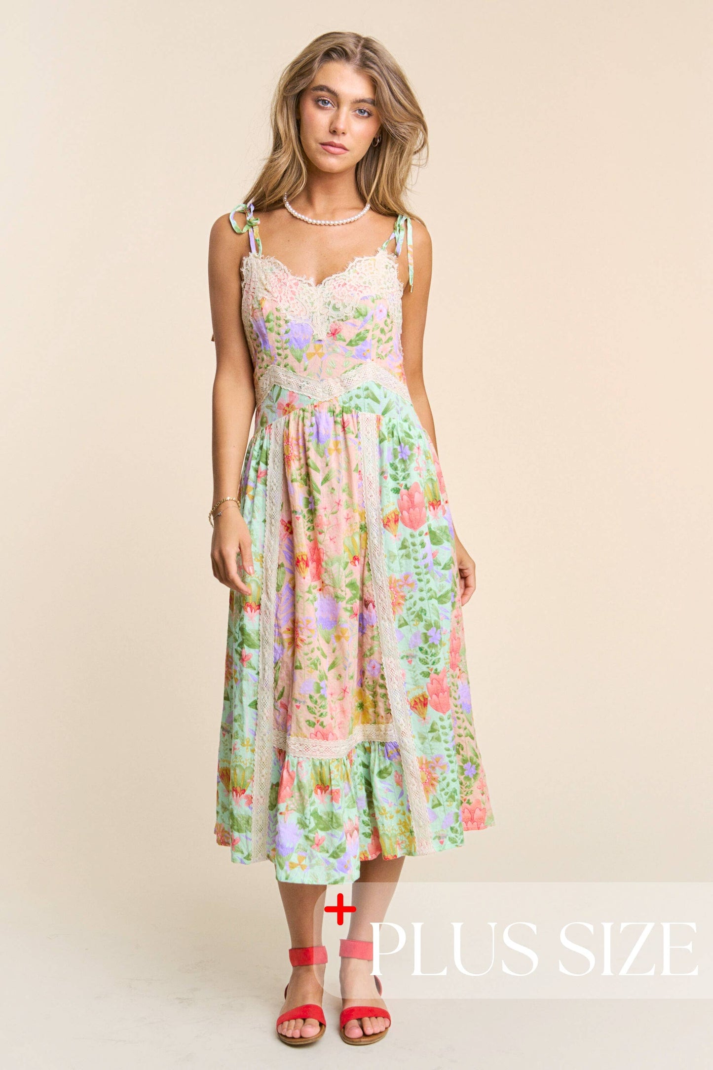 Spaghetti Multicolor Floral Print Midi