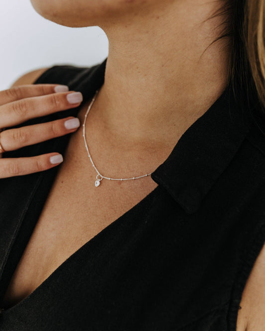 A Little Love Heart & Sterling Silver Satellite Necklace