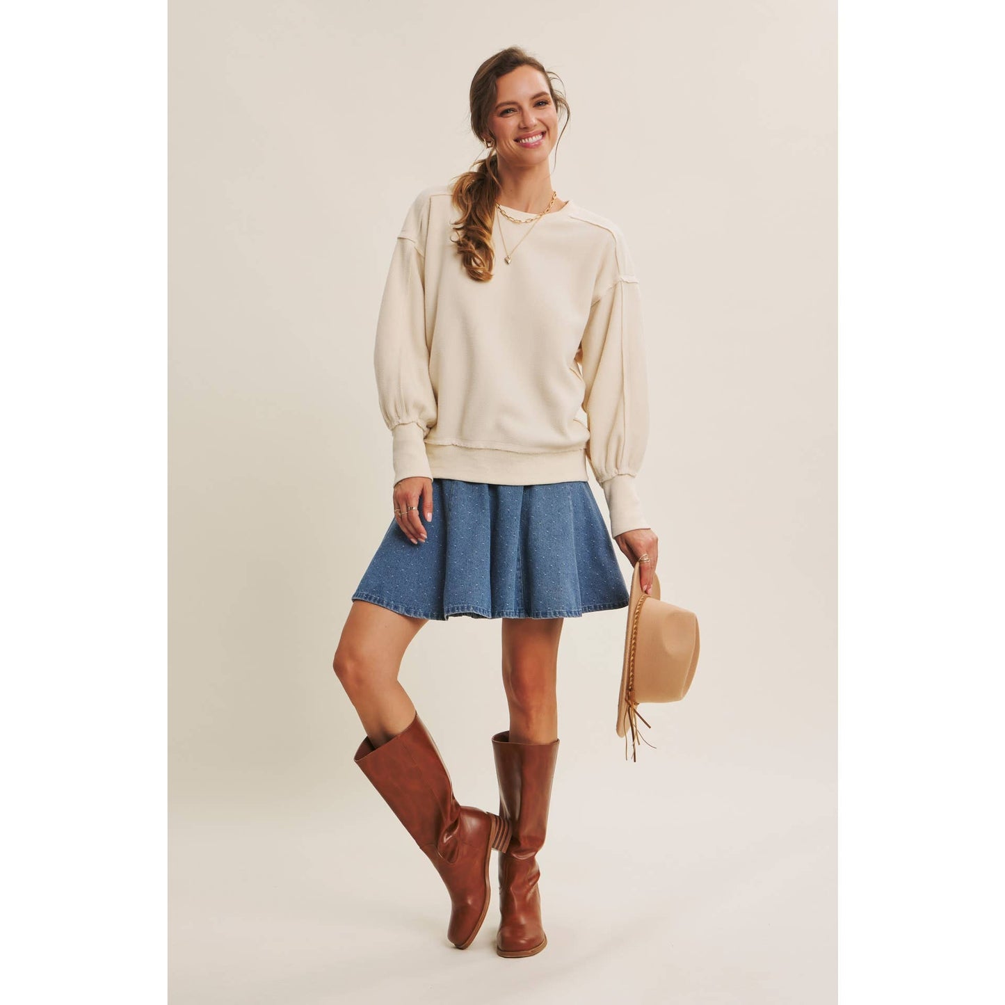 AMY- Denim Flare Mini Skirt