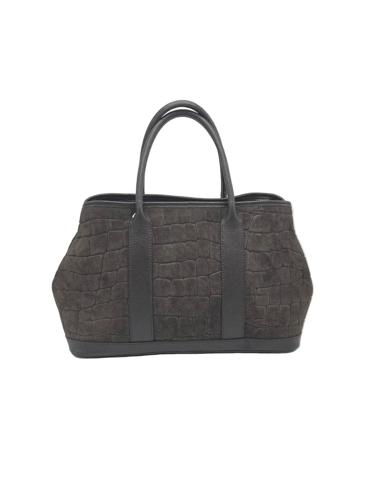 SOPHIE-Leather & Suede Croc-Embossed Bag