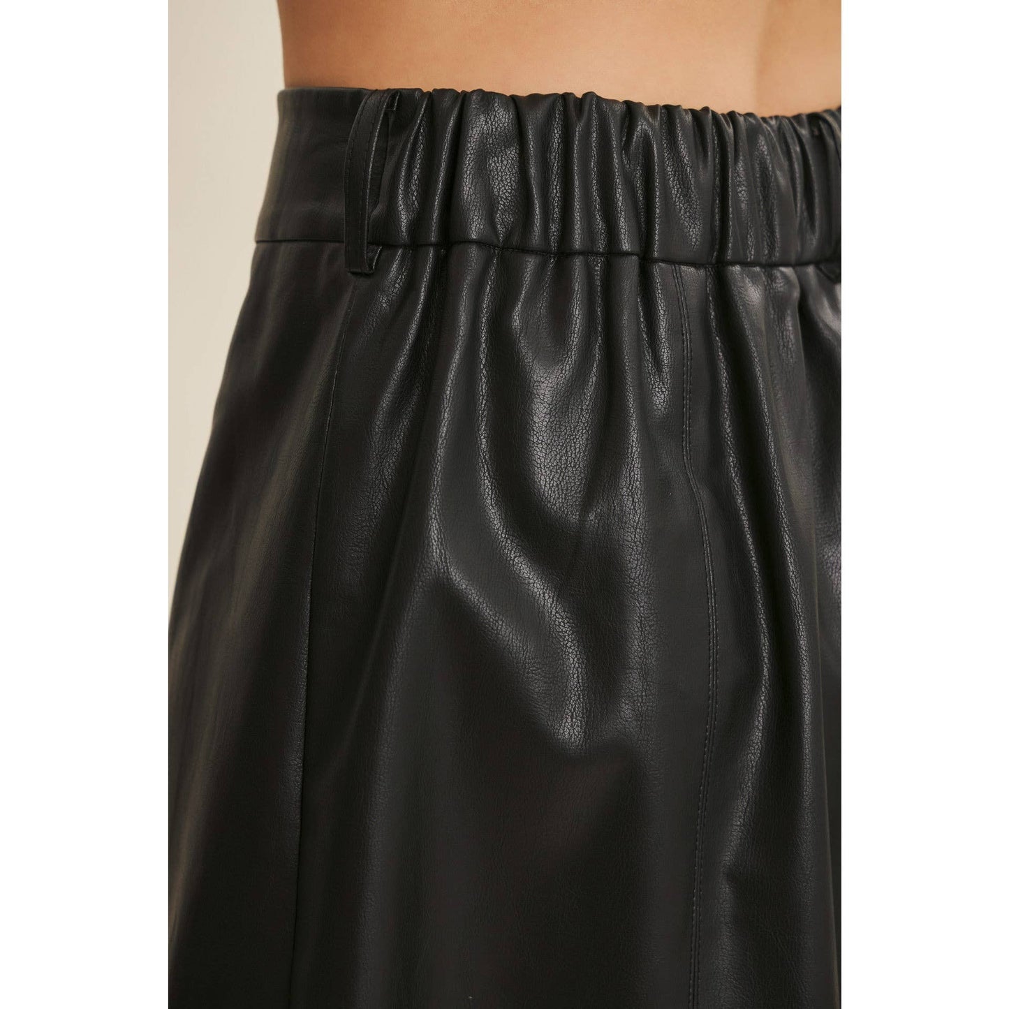 ALEXIS- Vegan Leather A-line Skirt