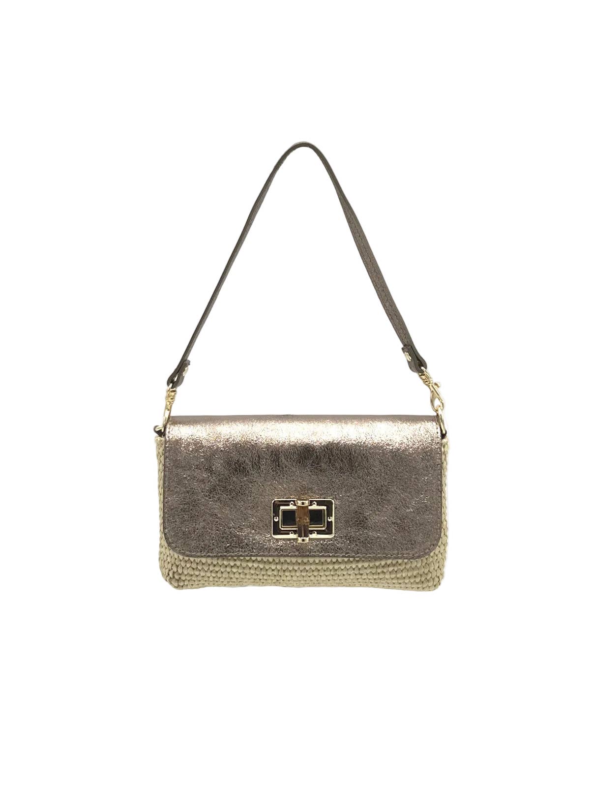 MARINA: Leather and Raffia Straw Mini