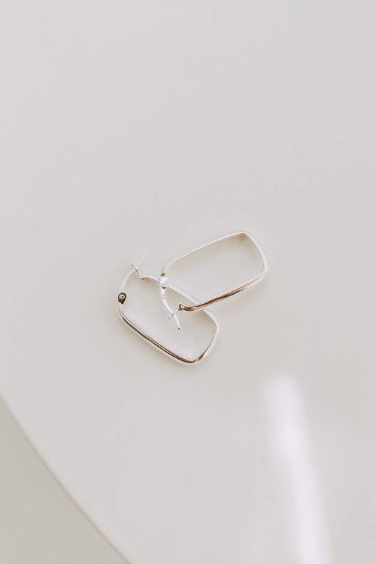 Large Rectangle Hoops - Sterling Silver