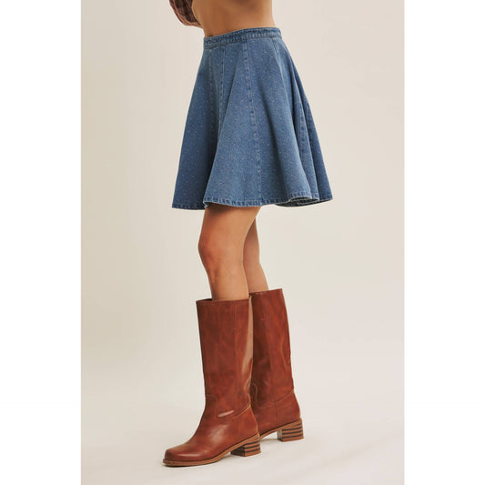 AMY- Denim Flare Mini Skirt