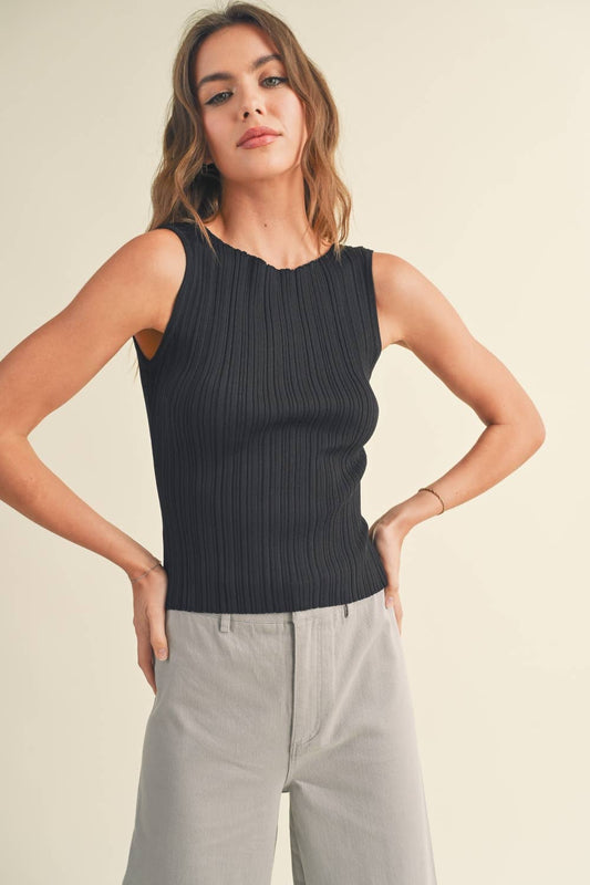 TAYLOR: Viscose ribbed knit top