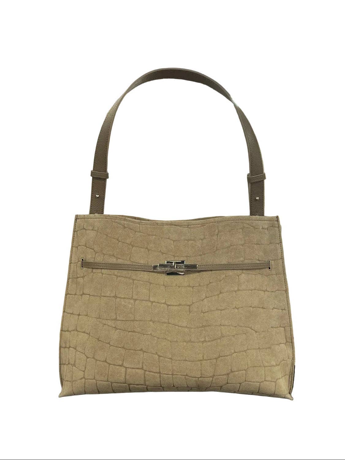 KODI- Leather & Suede Croc-Embossed Shoulder Tote
