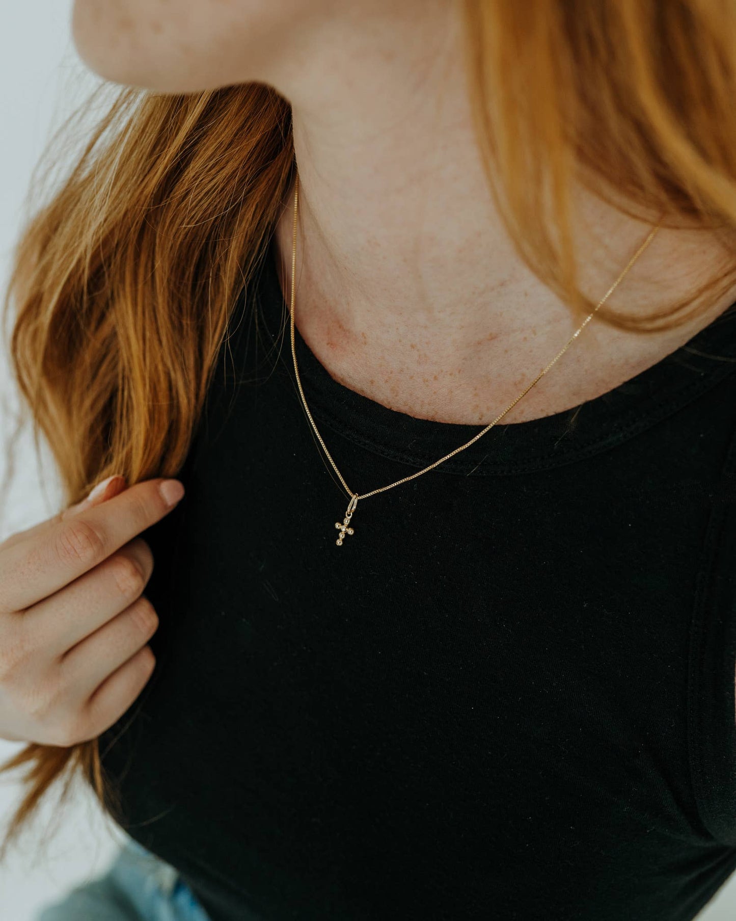 Mini Dot Cross Necklace
