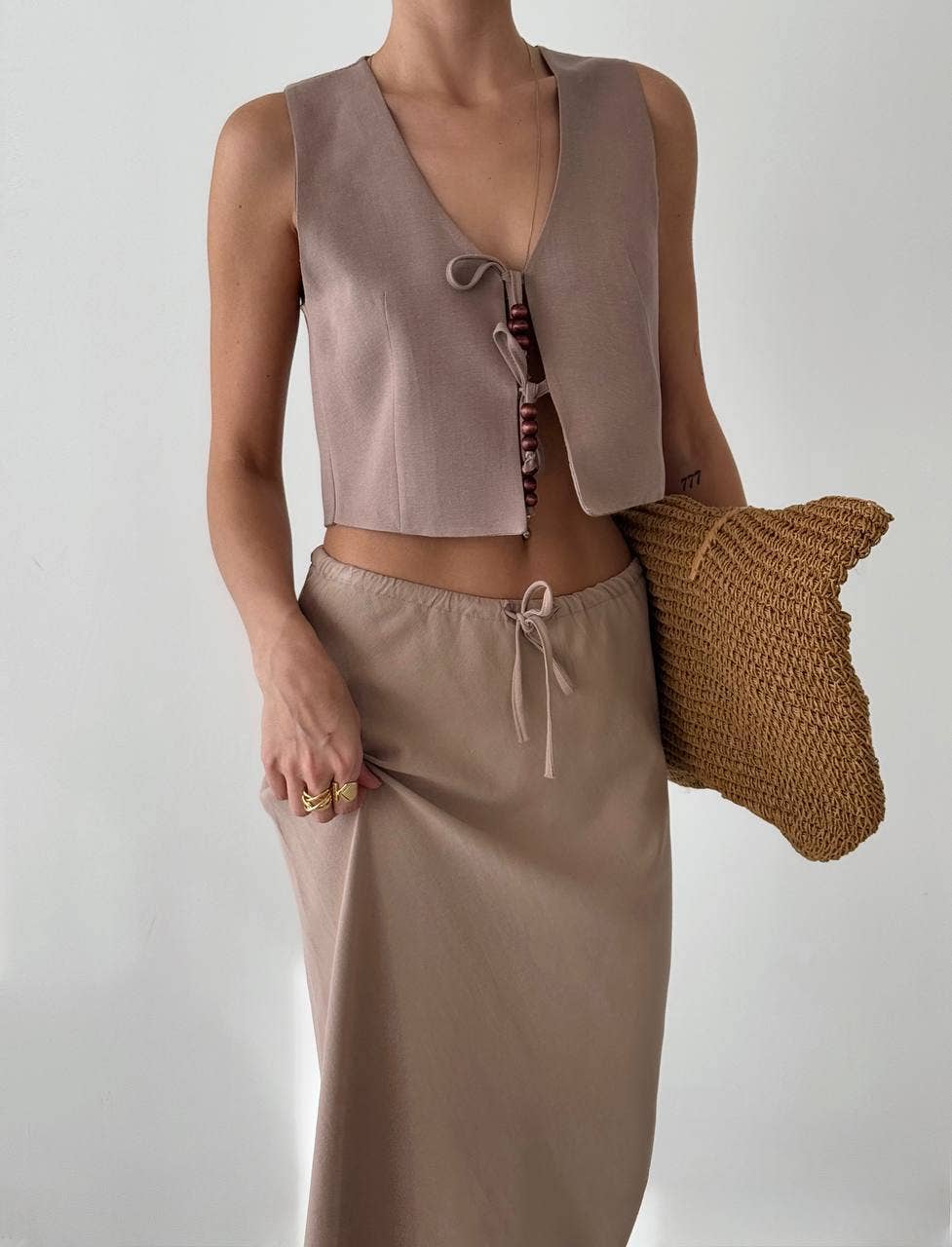 LEAH: Cropped Front-Tie Vest