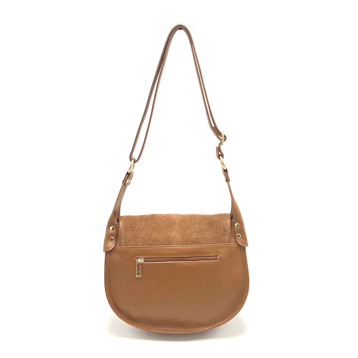 Suede leather saddle bag, Made in Italy
