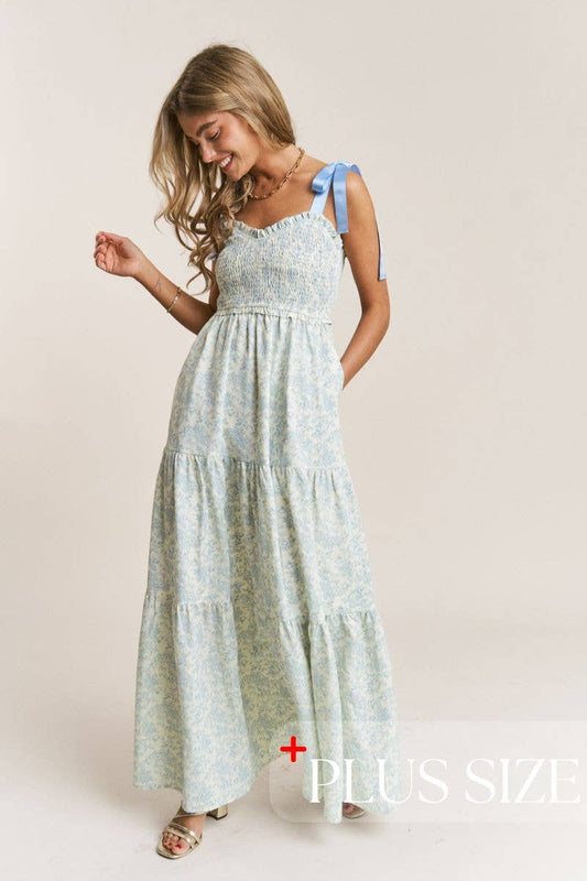 Empire Neck Line Floral Tiered Maxi Dress