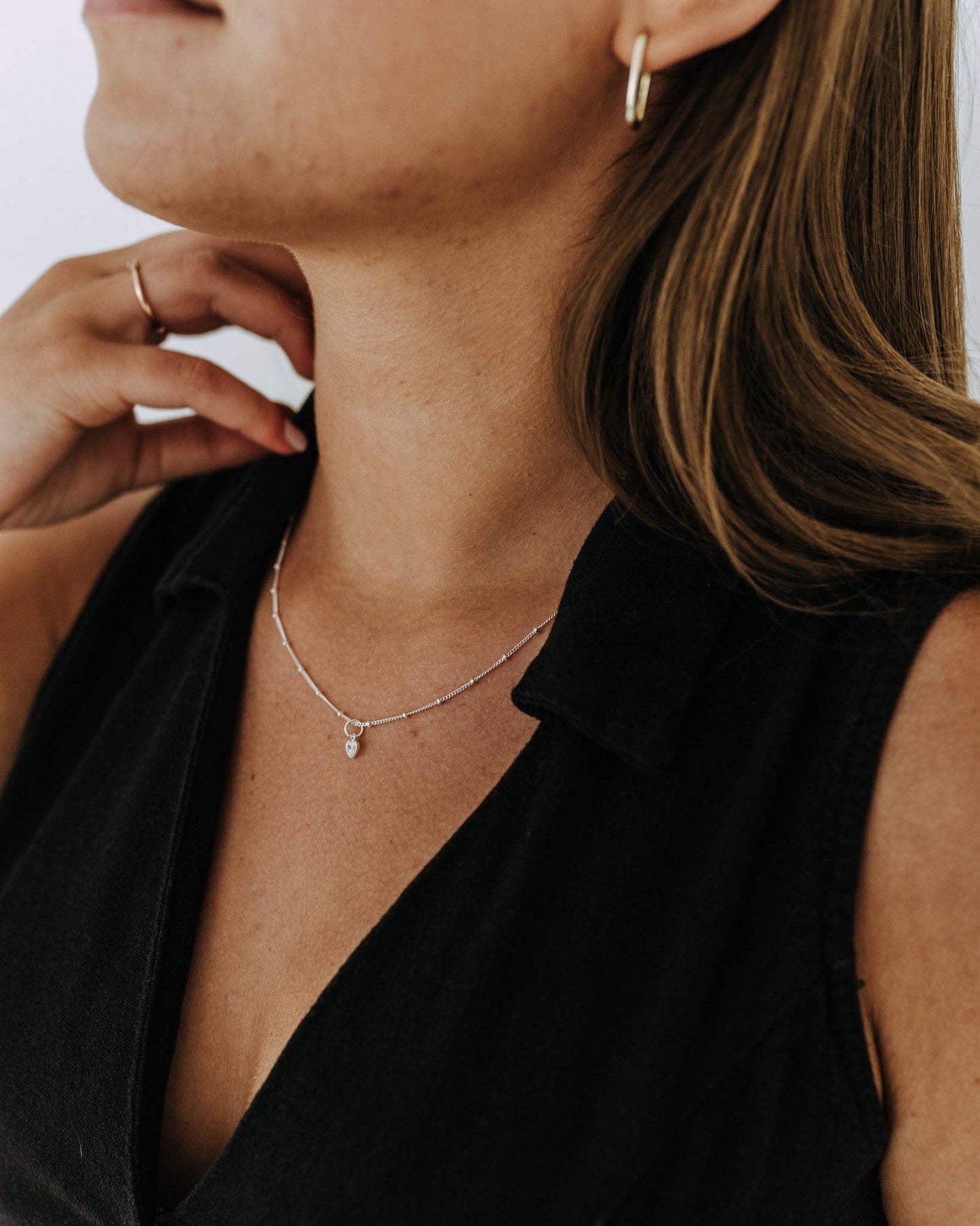 A Little Love Heart & Sterling Silver Satellite Necklace