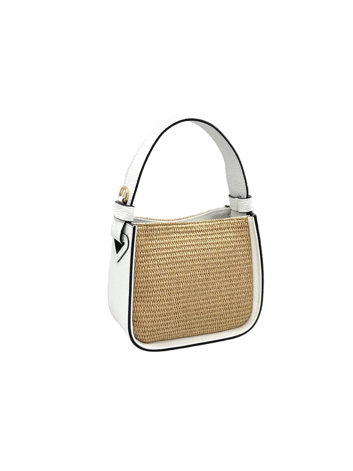BELLA: Leather and Straw Bag Small Size