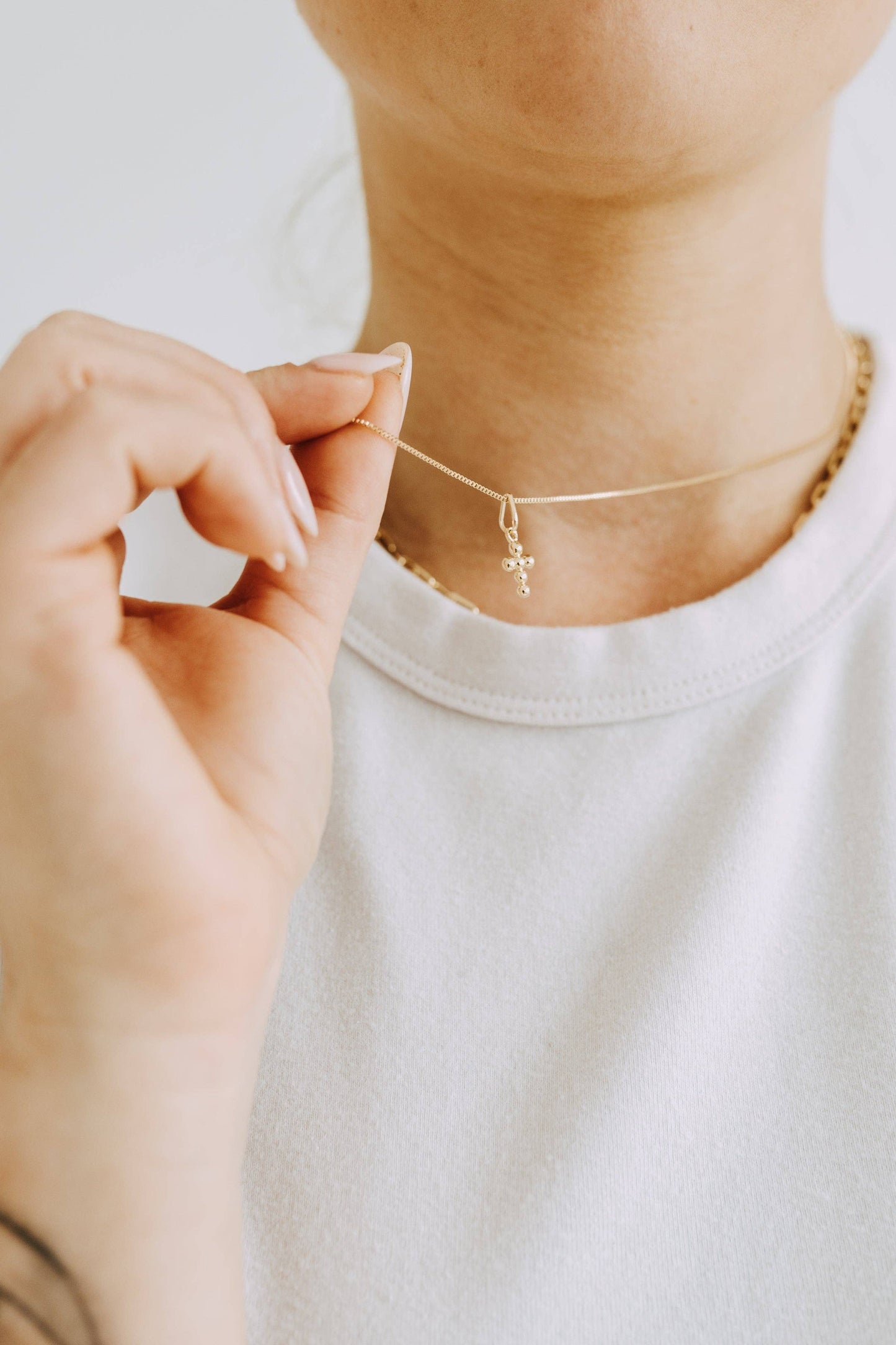 Mini Dot Cross Necklace