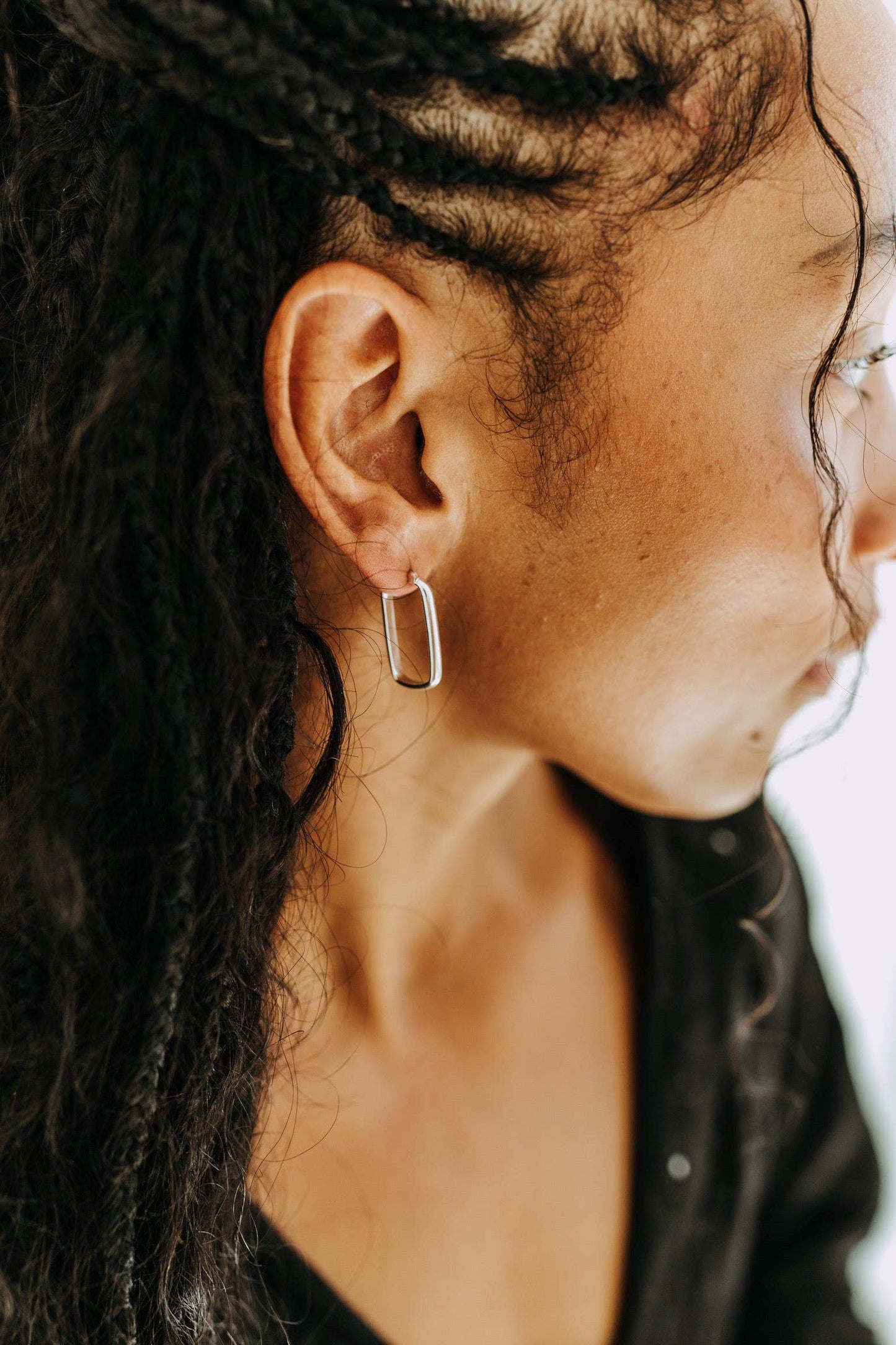 Large Rectangle Hoops - Sterling Silver