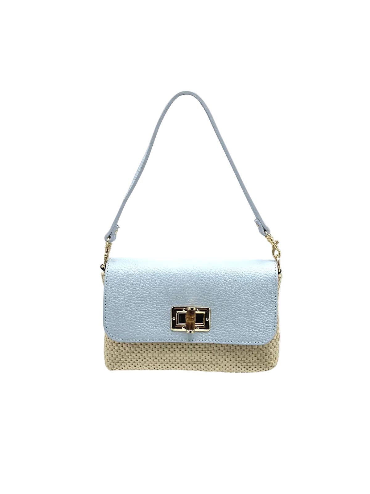 MARINA: Leather and Raffia Straw Mini