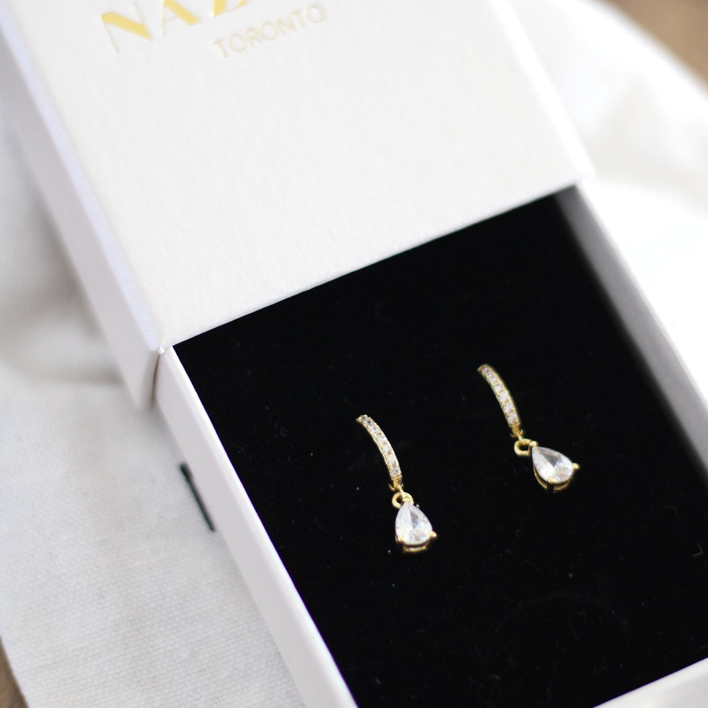 Pear Cut Drop Huggie Earrings