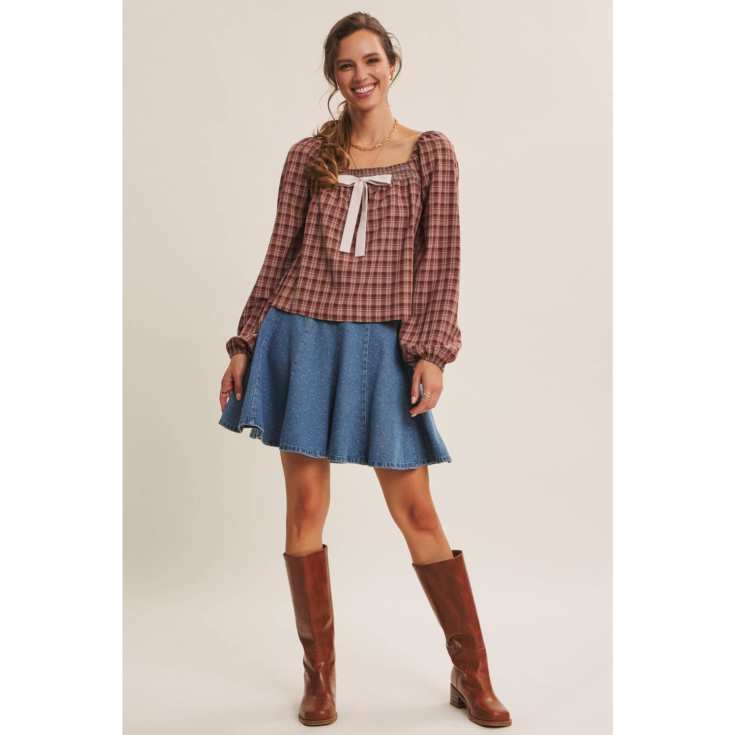AMY- Denim Flare Mini Skirt