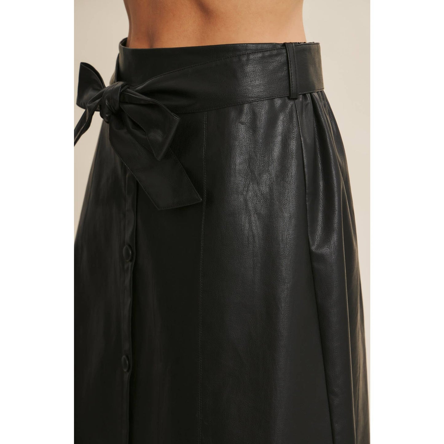 ALEXIS- Vegan Leather A-line Skirt