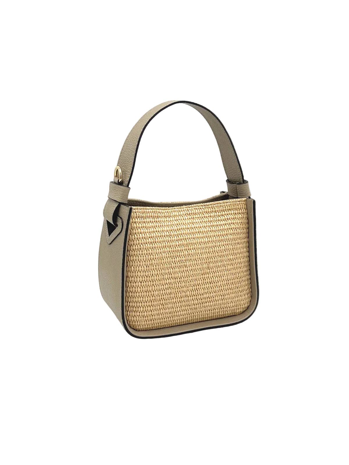 BELLA: Leather and Straw Bag Small Size