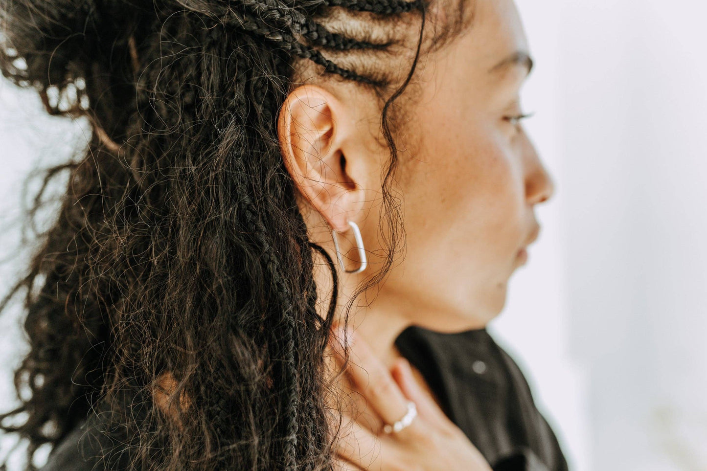 Large Rectangle Hoops - Sterling Silver