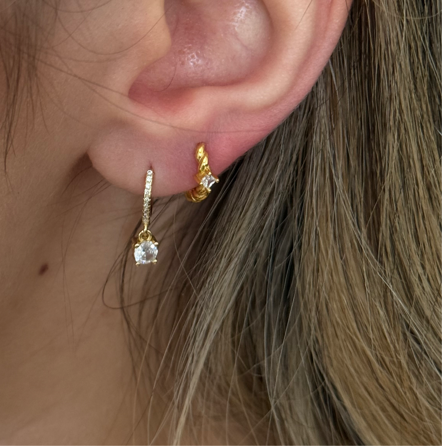 DAINTY ZIRCONIA DROP GOLD EARRINGS