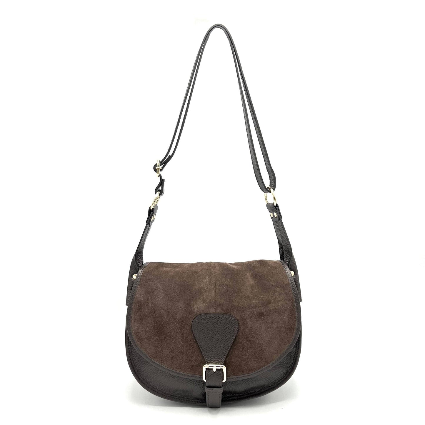 Suede leather saddle bag, Made in Italy