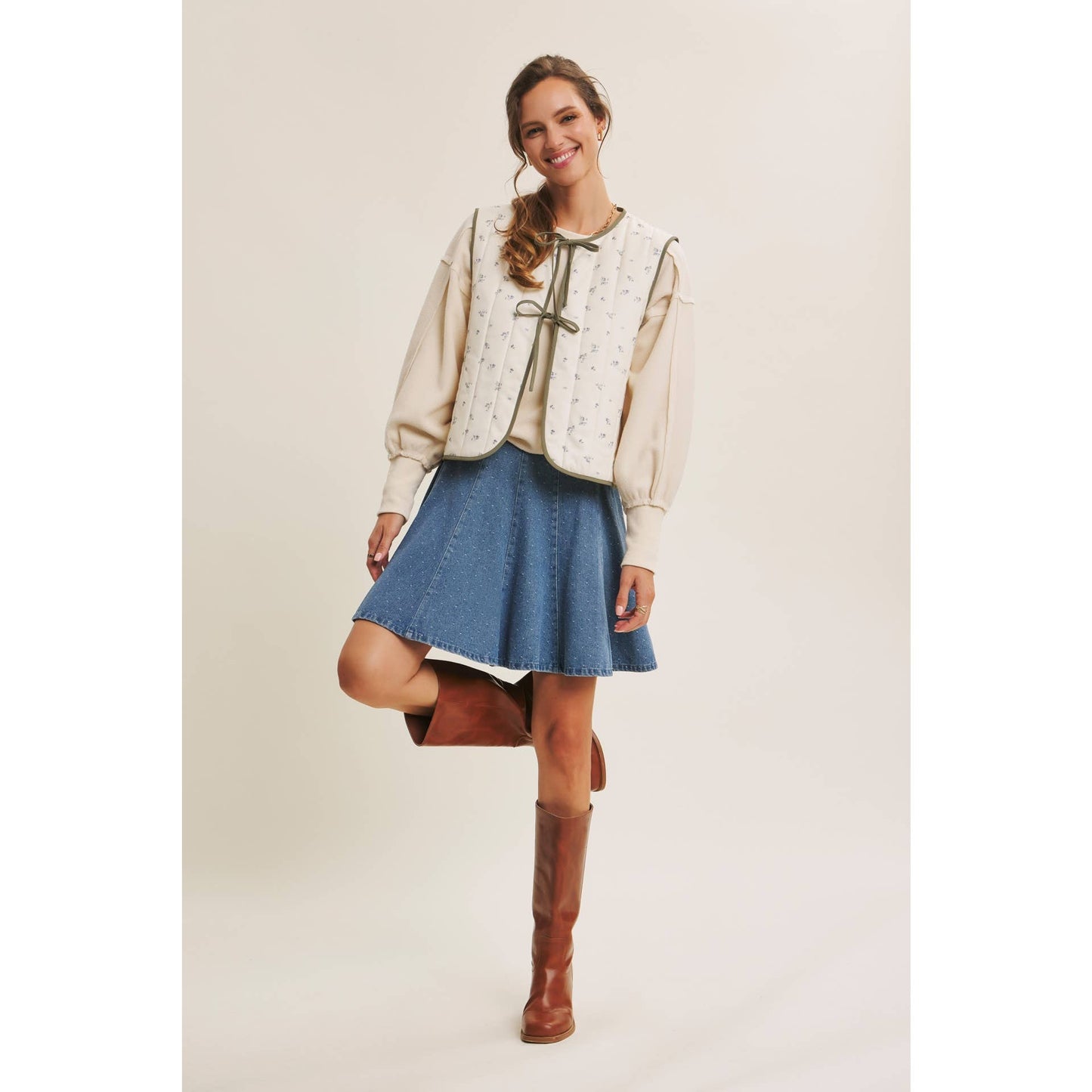 AMY- Denim Flare Mini Skirt