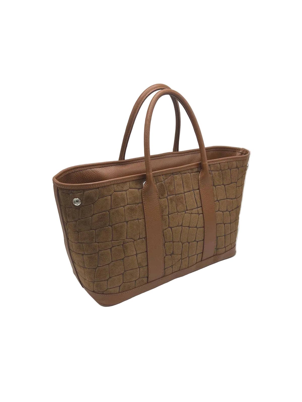 SOPHIE-Leather & Suede Croc-Embossed Bag