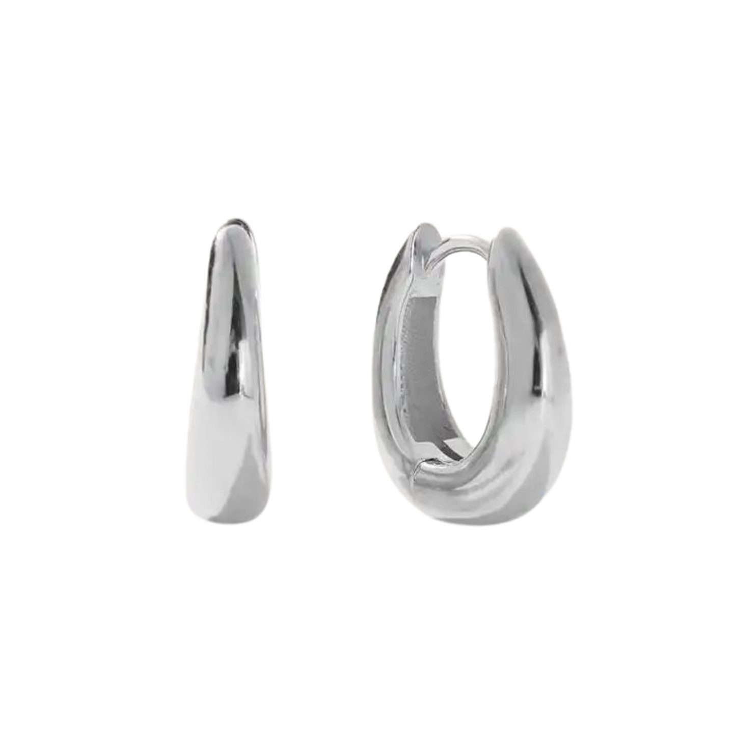 Celine Dome Hoop Earrings - Silver