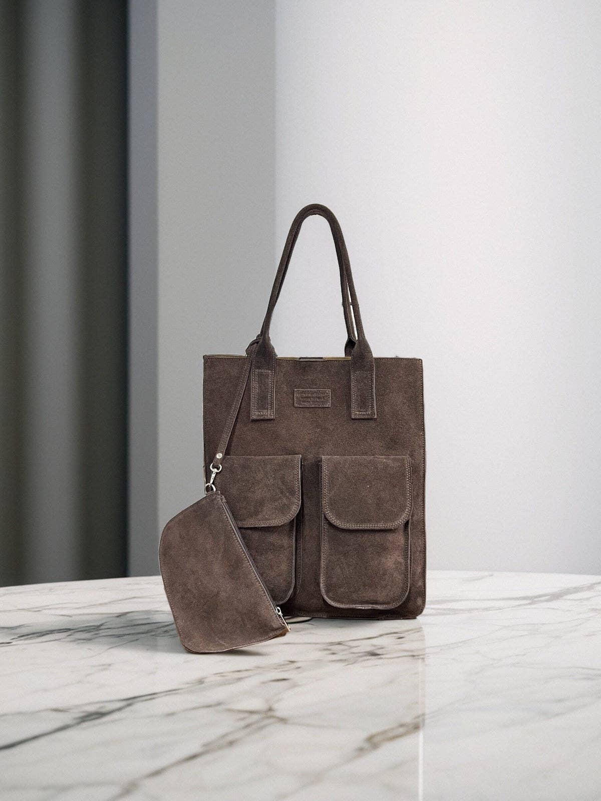 JODI-Suede Leather XL Tote Bag