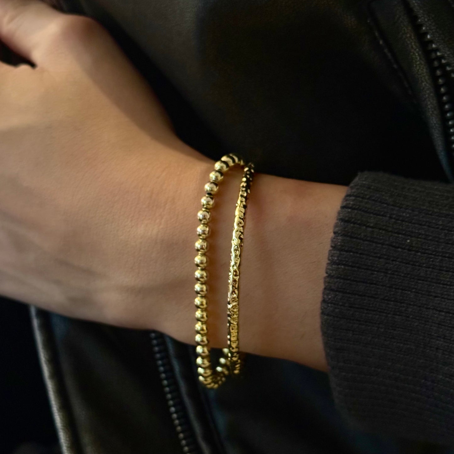 Slim Hammered Cuff Bangle Bracelet