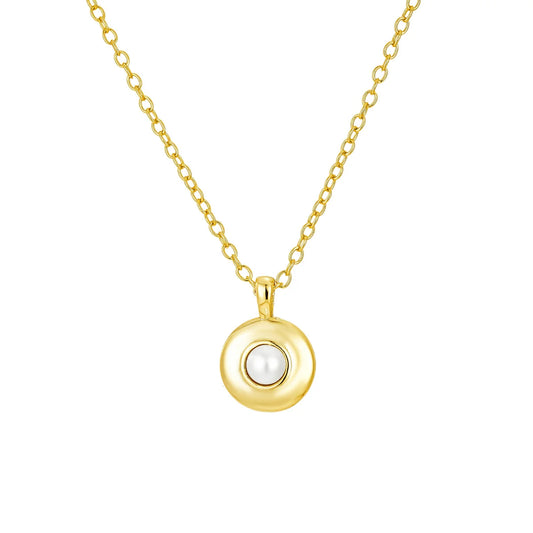 MINI ROUND PEARL PENDANT NECKLACE